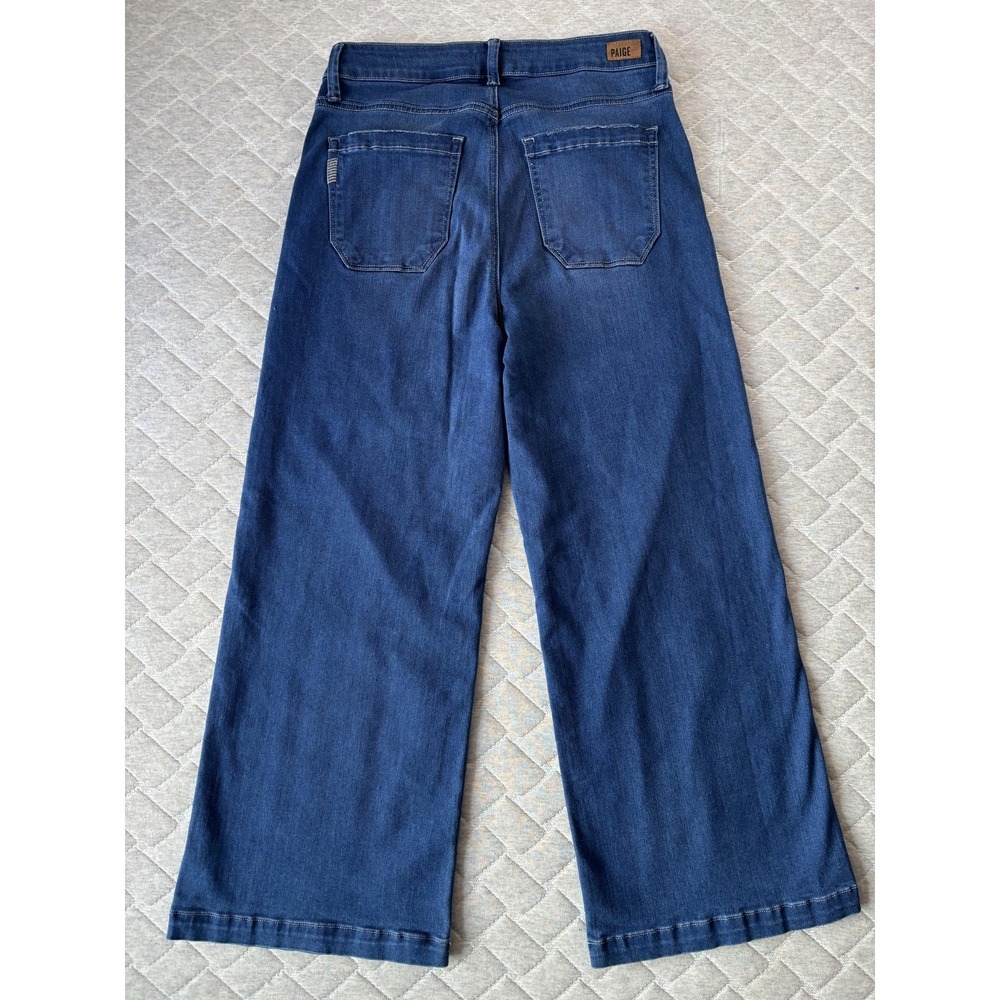 Paige Genesee Crop Jeans Womens 29 Blue High Rise Wide Leg Cropped Stretch Denim - Picture 2 of 8